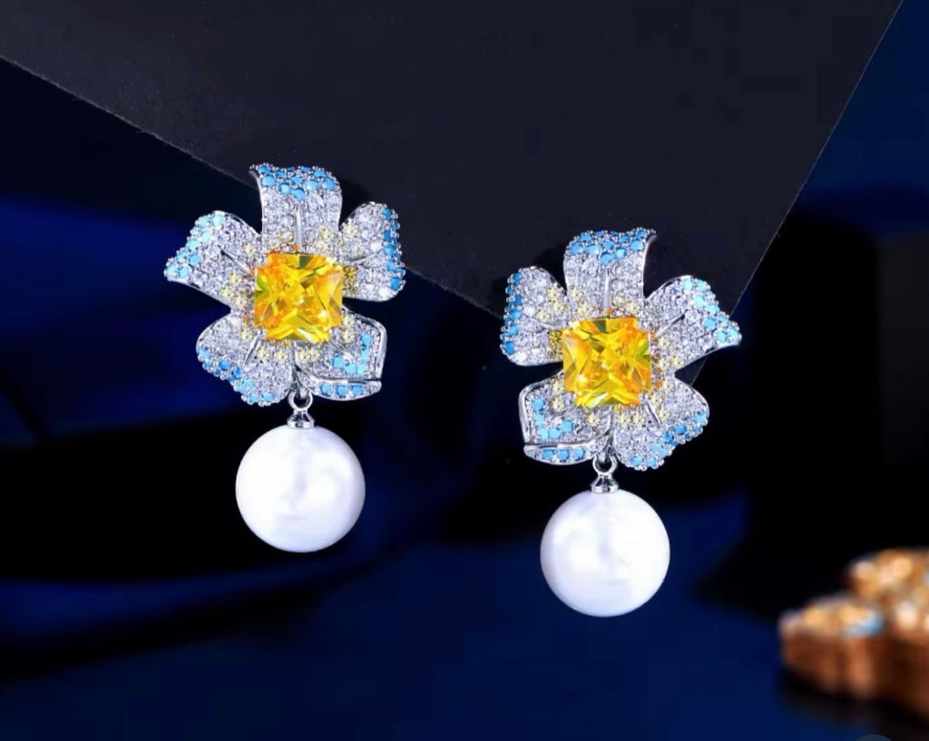 Yellow Rose Earrings