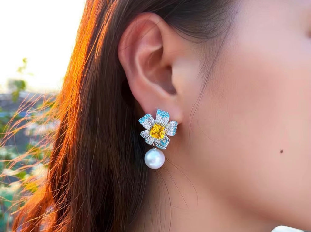 Yellow Rose Earrings